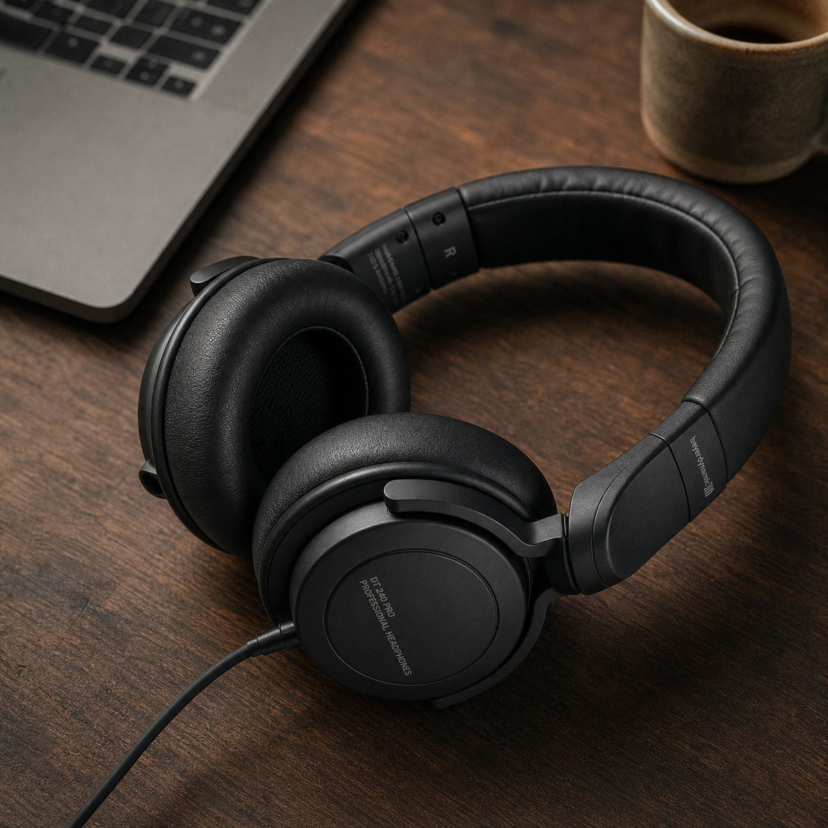 Replacement ear pads for Beyerdynamic DT 240 PRO, in use