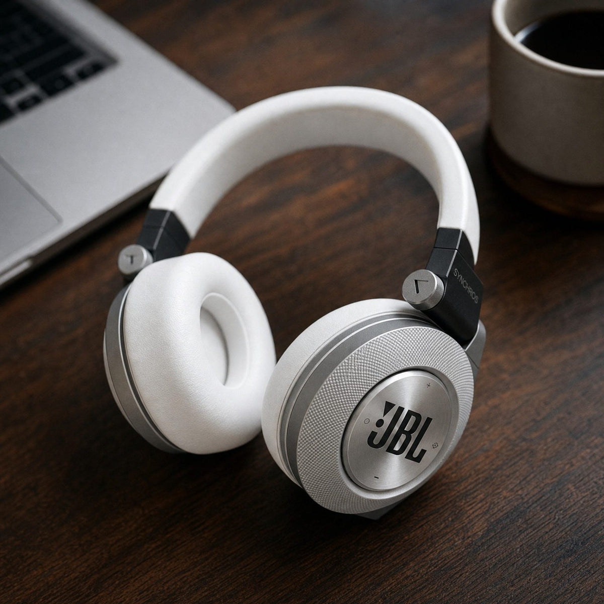 Replacement ear pads for JBL Synchros Series, in use