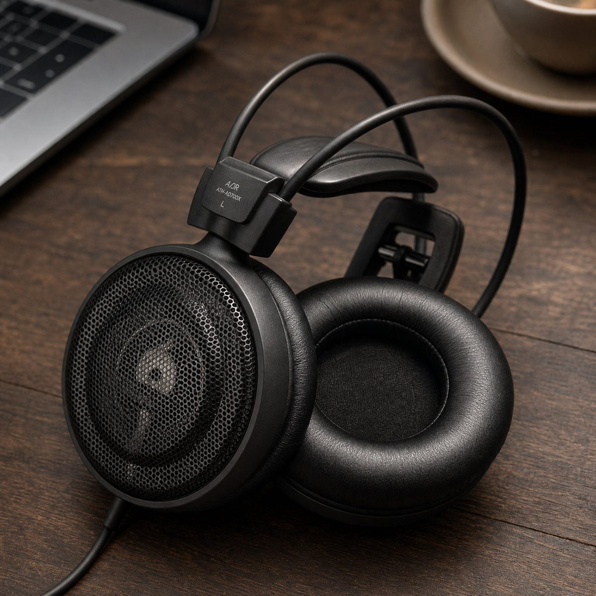 Replacement ear pads for Audio-Technica AD Series, in use