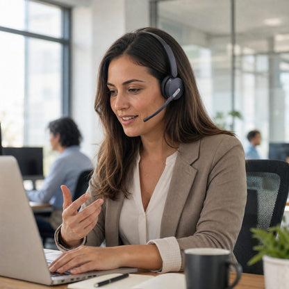 Oorkussens voor Yealink WH62 / WH66 / UH36 / YHS36 – Geschikt voor WH62, WH66, UH36, YHS36 (Mono & Dual, Teams/UC) — in gebruik op kantoor