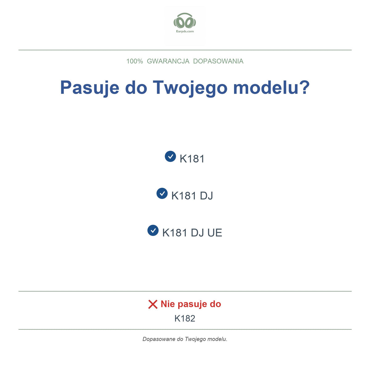 Gąbki do słuchawek AKG K181 / K181 DJ / K181 DJ UE, kompatybilne modele