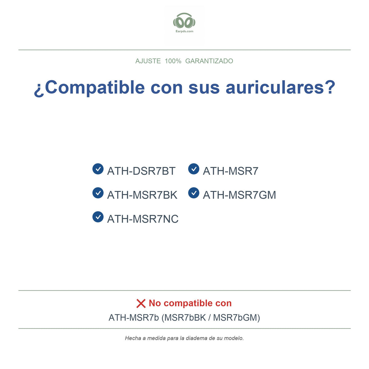 Diadema de repuesto para Audio-Technica ATH-MSR7, modelos compatibles