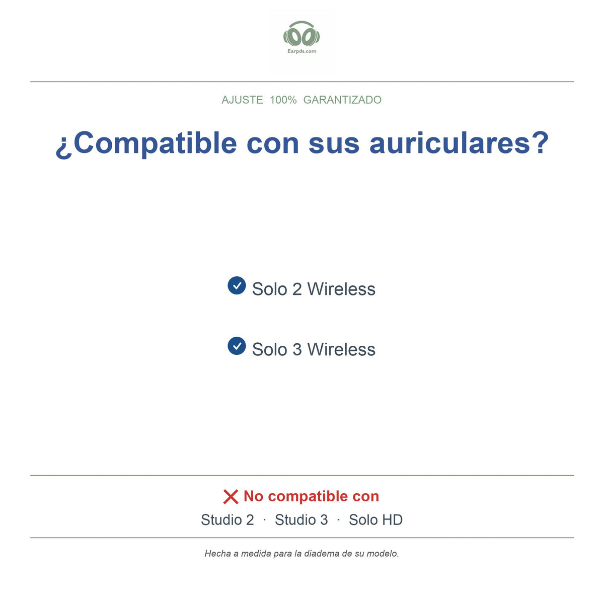 Diadema de repuesto para Beats Solo 3 / Solo 2, modelos compatibles