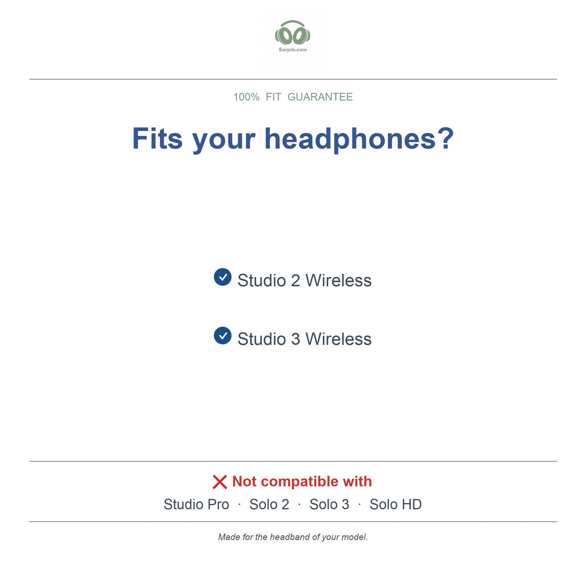 Headband for Beats Studio 3, compatible models