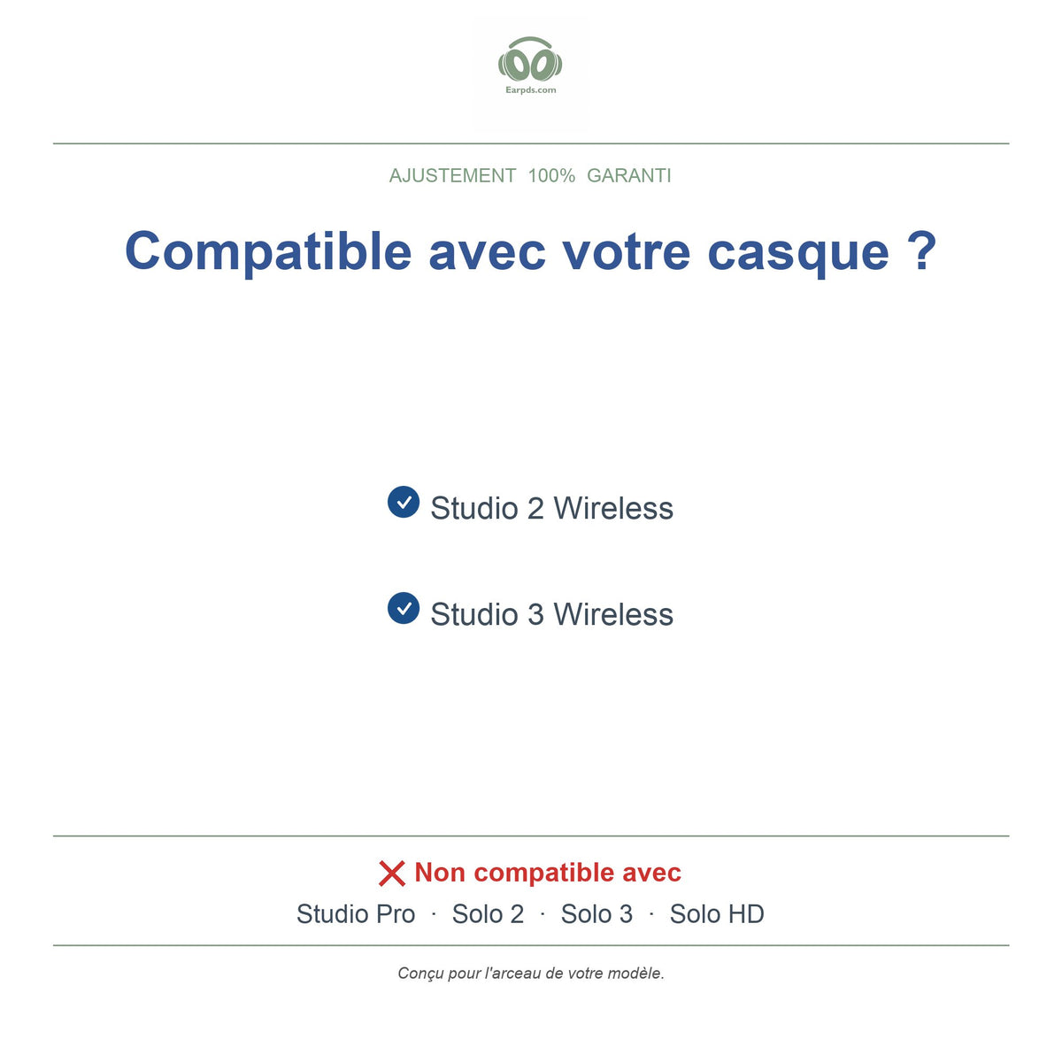 Arceau pour Beats Studio 3, modèles compatibles