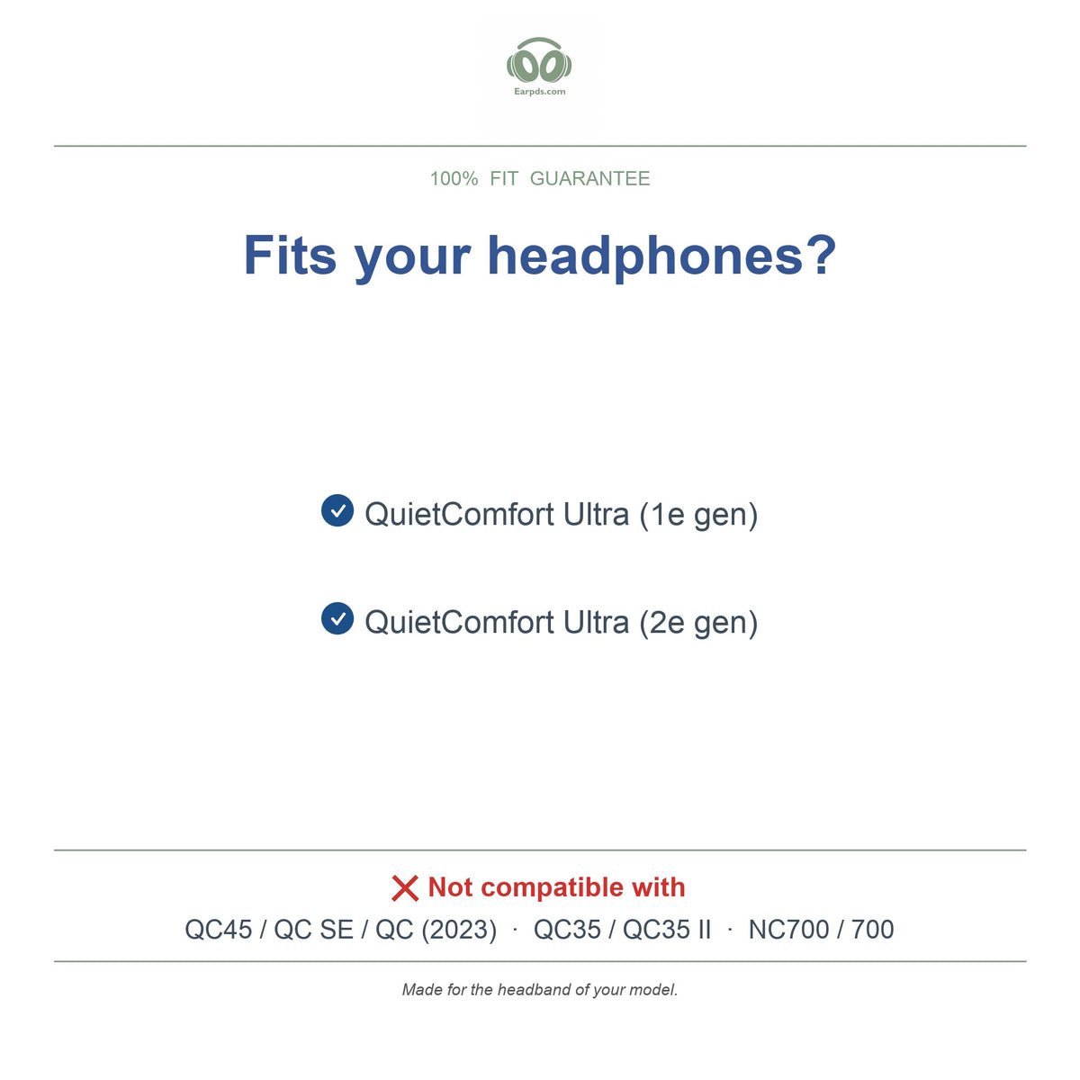 Headband for Bose QC Ultra, compatible models