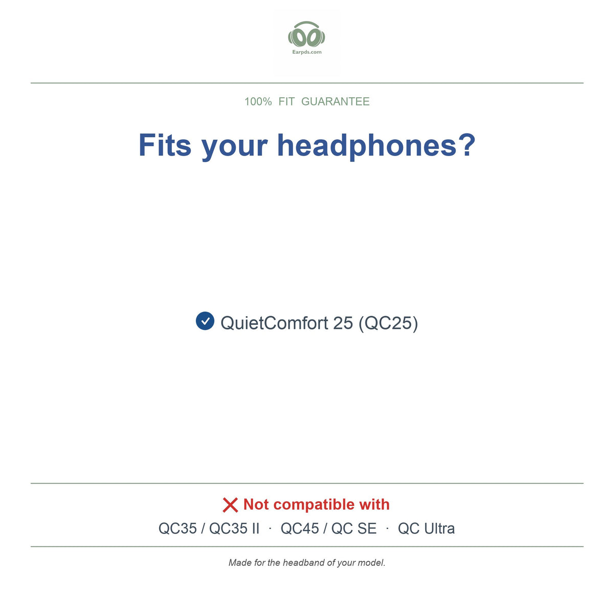 Headband for Bose QC25, compatible models