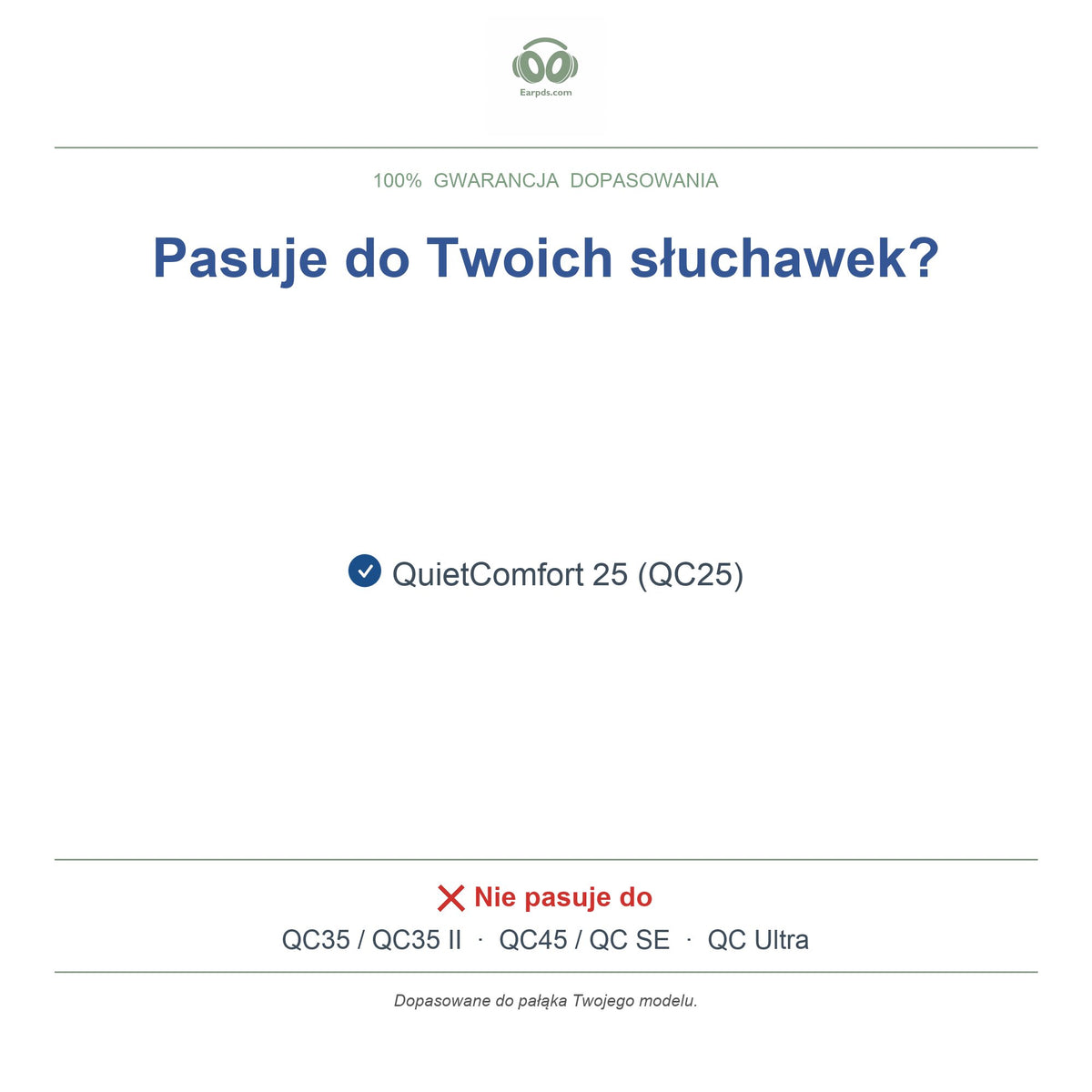 Pałąk do słuchawek Bose QC25, kompatybilne modele