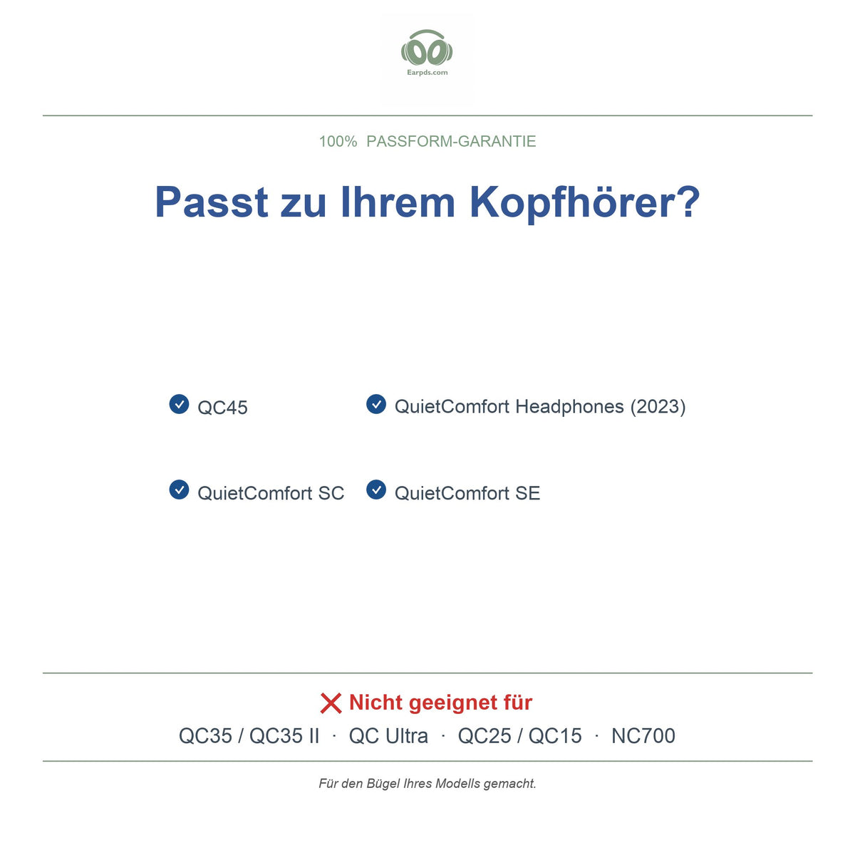 Kopfband für Bose QC45, kompatible Modelle