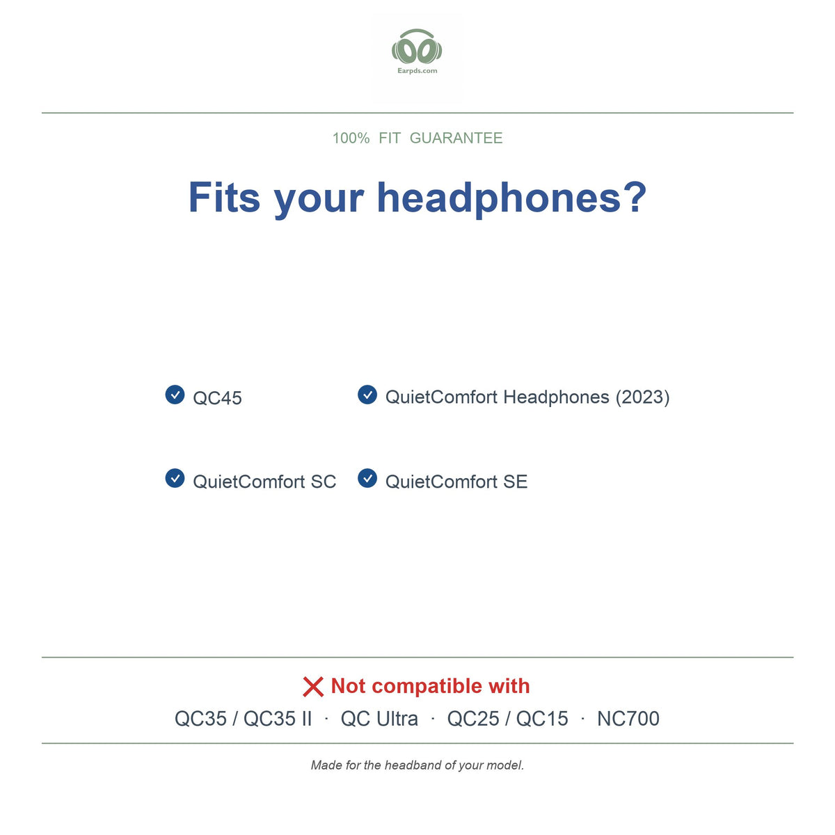 Headband for Bose QC45, compatible models