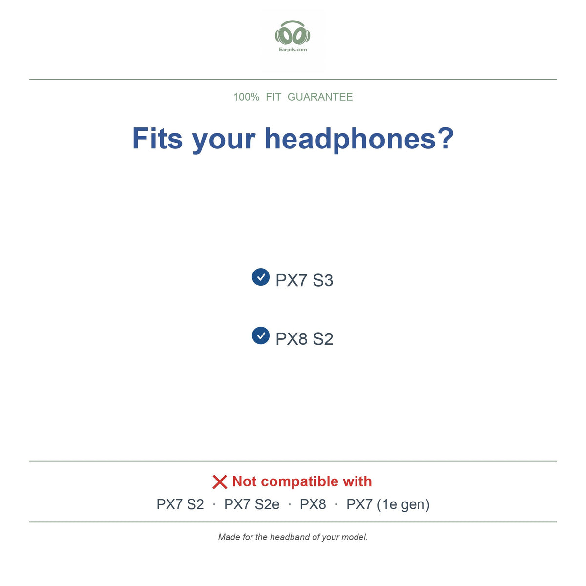 Headband for Bowers & Wilkins PX7 S3 / PX8 S2, compatible models
