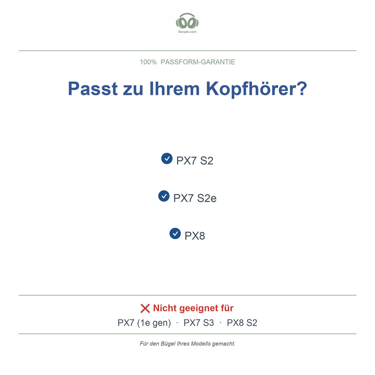 Kopfband für Bowers & Wilkins PX8 / PX7 S2, kompatible Modelle