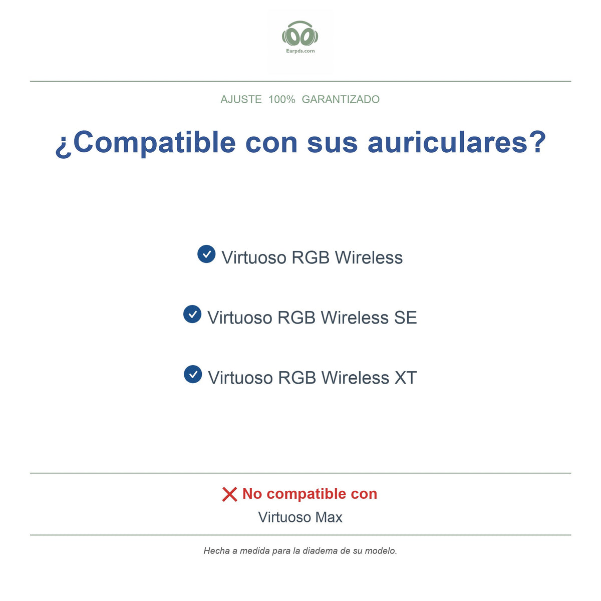 Diadema de repuesto para Corsair Virtuoso RGB Wireless, modelos compatibles