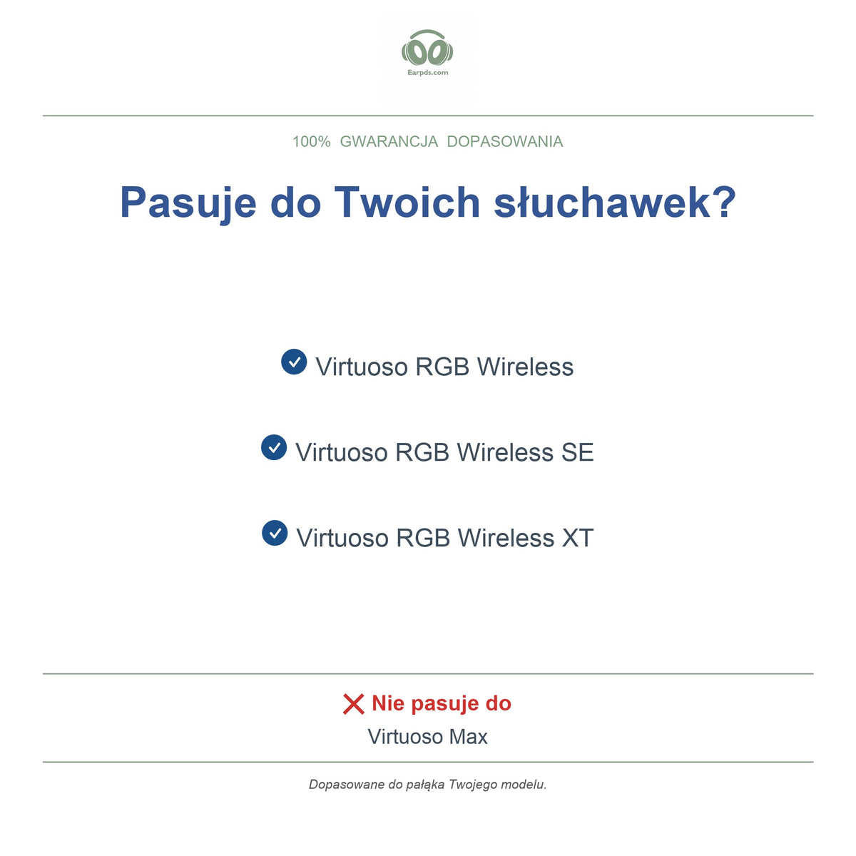Pałąk do słuchawek Corsair Virtuoso RGB Wireless, kompatybilne modele