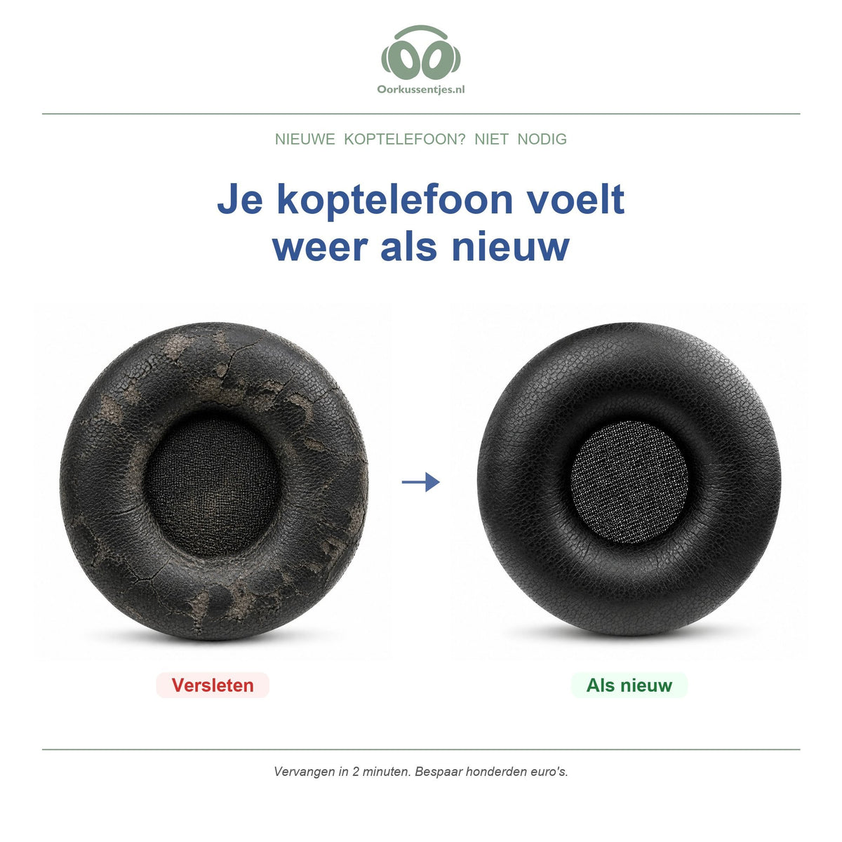 Coussinets pour Jabra PRO 920/930 & Série Biz – Aussi pour PRO 9400-9470, GN2000 et UC Voice — Avant et après