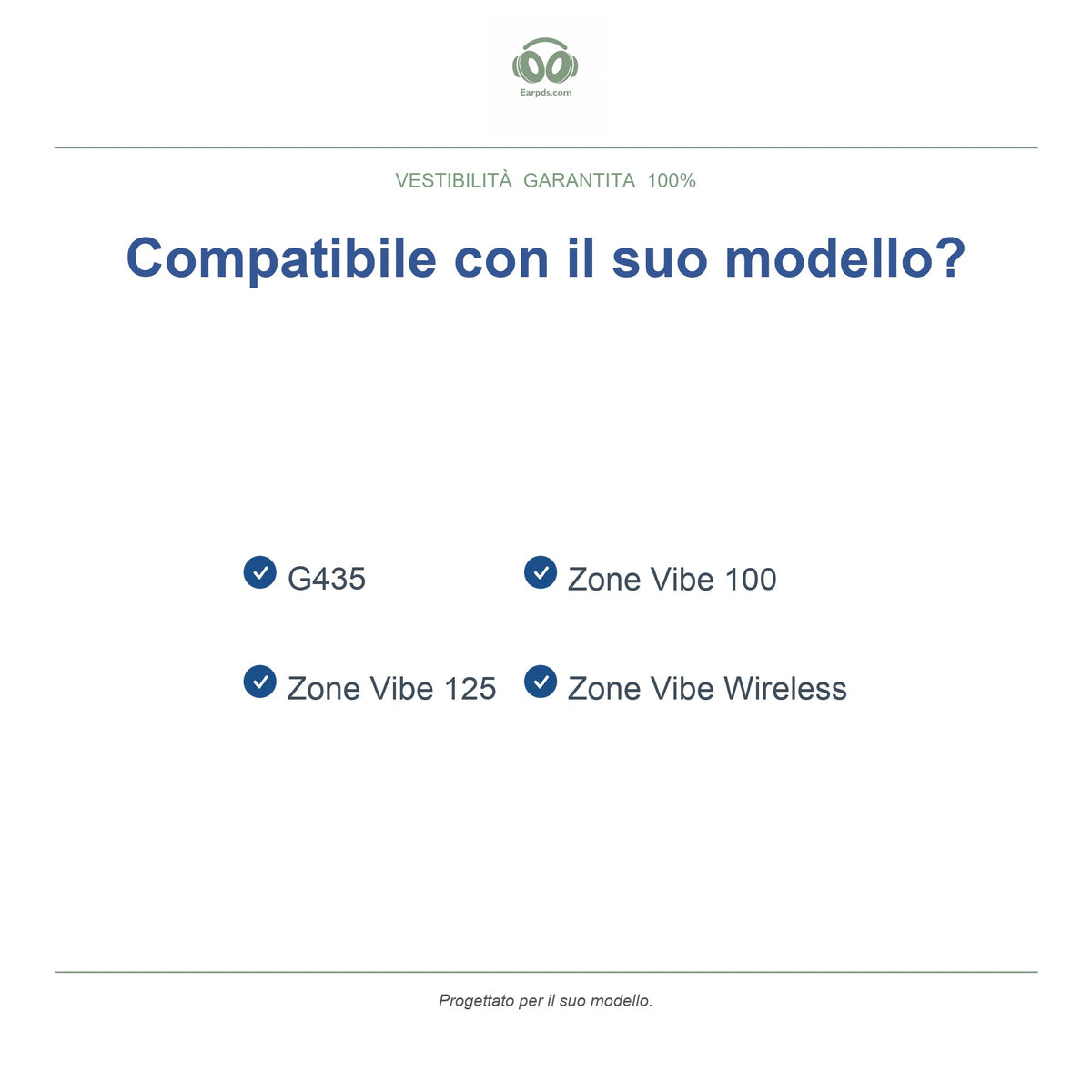 Cuscinetti di ricambio per Logitech G435 / Zone Vibe, modelli compatibili