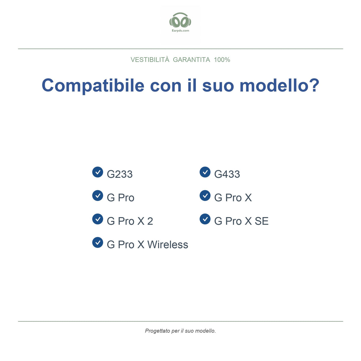 Cuscinetti di ricambio per Logitech serie G Pro / G433, modelli compatibili