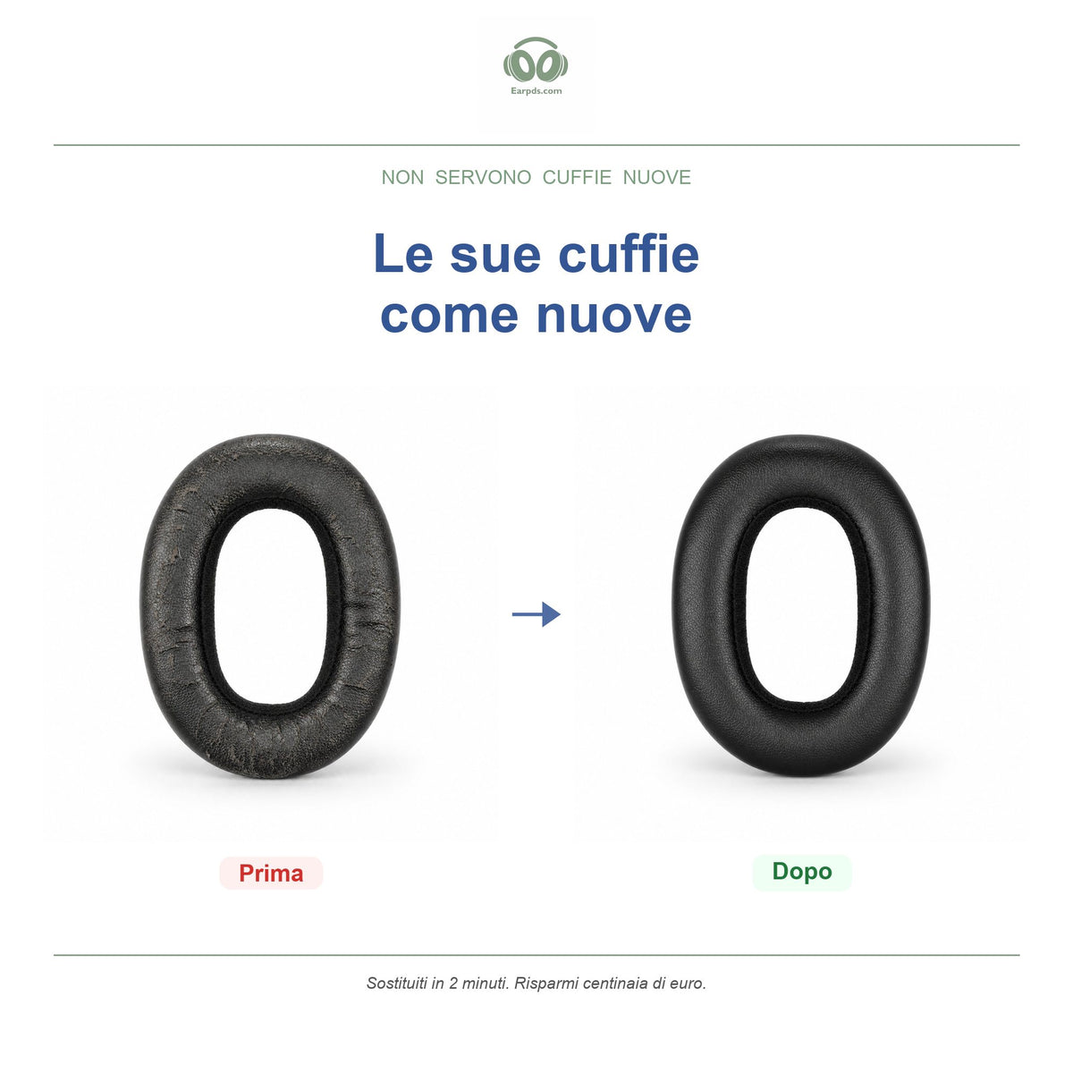 Cuscinetti di ricambio per AKG serie N700NC, prima e dopo