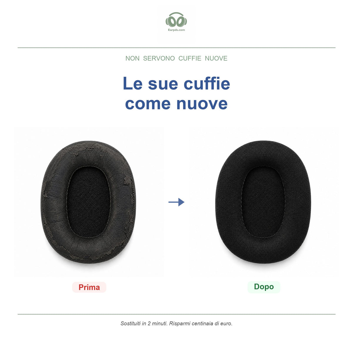 Cuscinetti di ricambio per Marshall Monitor I, prima e dopo