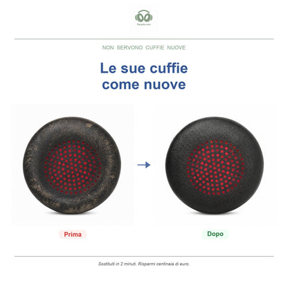 Cuscinetti di ricambio per Poly serie Blackwire C3200, prima e dopo
