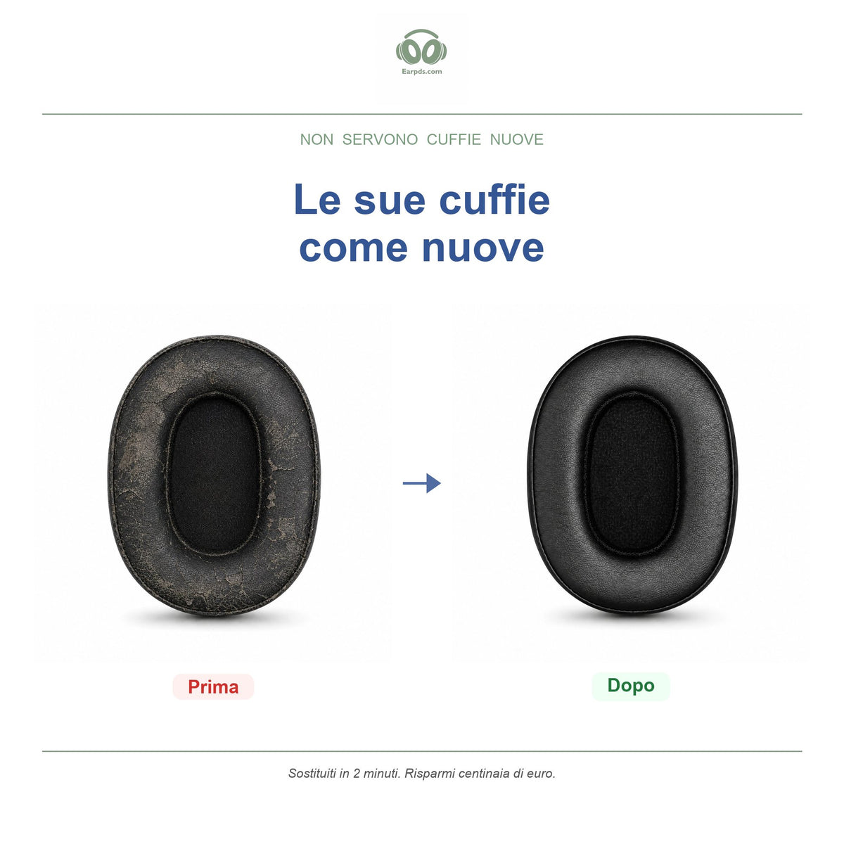 Cuscinetti di ricambio per Skullcandy Crusher / Hesh 3, prima e dopo