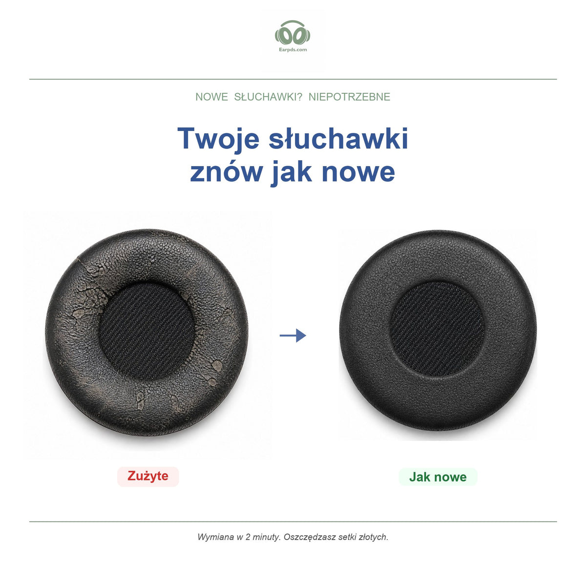 Gąbki do słuchawek Jabra Evolve 20/30/40/65 (1. generacji), nie do Evolve2
