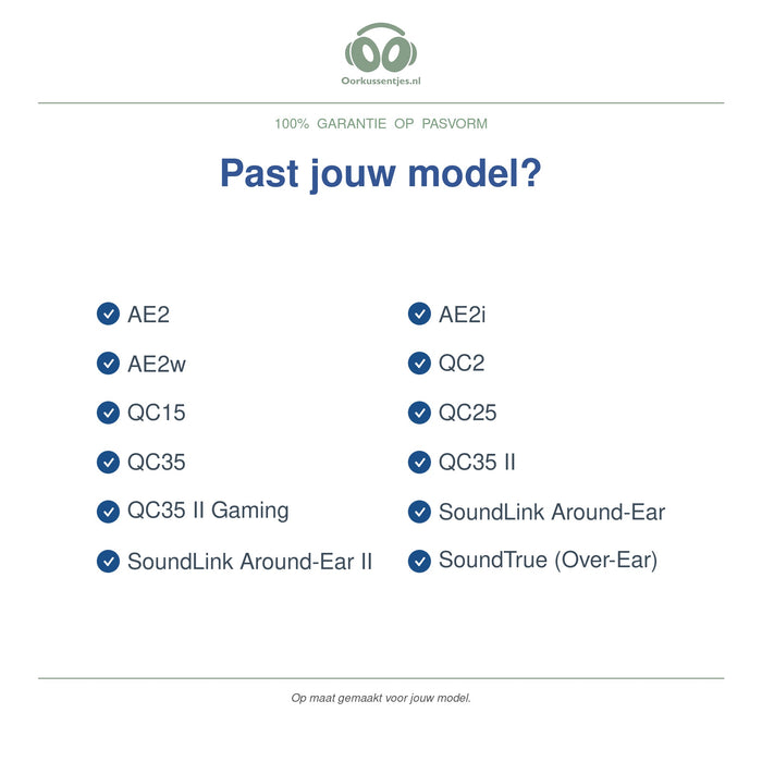Oorkussens voor Bose QC / AE Serie – Geschikt voor QC25, QC35, QC35 II, AE2 en meer — Compatible models
