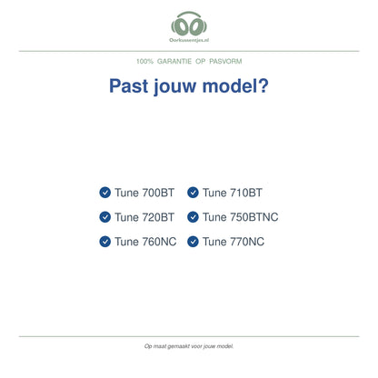 Oorkussens voor JBL Tune 700 / 770 Serie – Geschikt voor Tune 700BT, Tune 720BT, Tune 760NC, Tune 770NC en meer — Compatible models