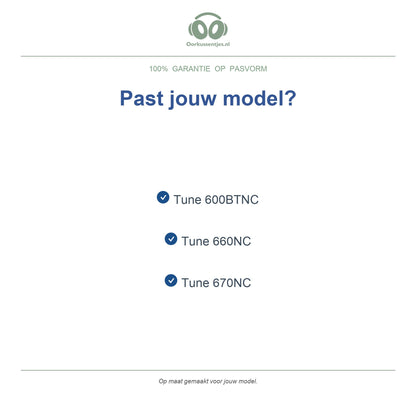 Oorkussens voor JBL Tune On-Ear Serie – Geschikt voor Tune 500BT, Tune 510BT, Tune 660NC, T450BT en meer — Compatible models