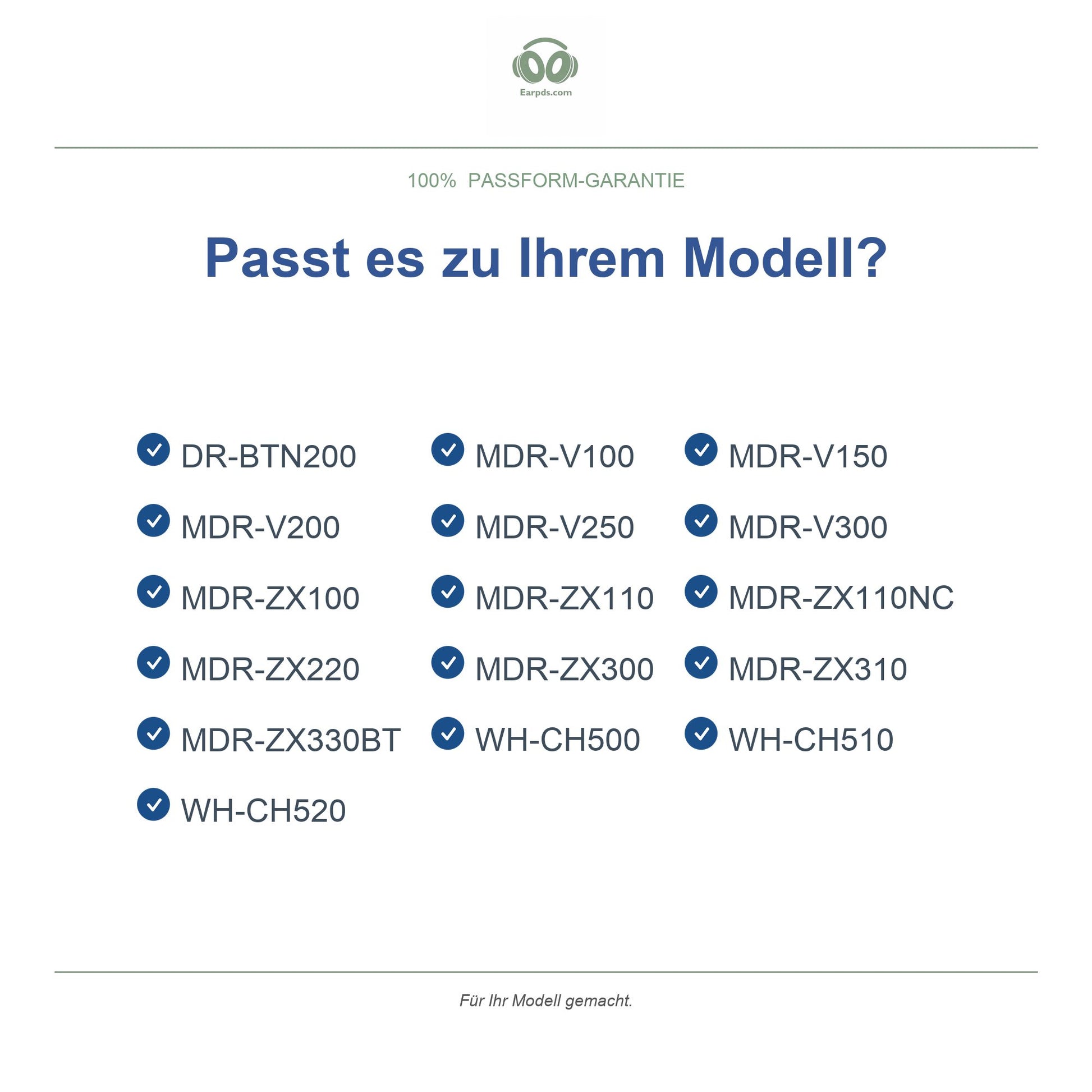Ohrpolster für Sony MDR-ZX / WH-CH On-Ear – Passend für MDR-ZX110, MDR-ZX310, WH-CH510, WH-CH520 und mehr