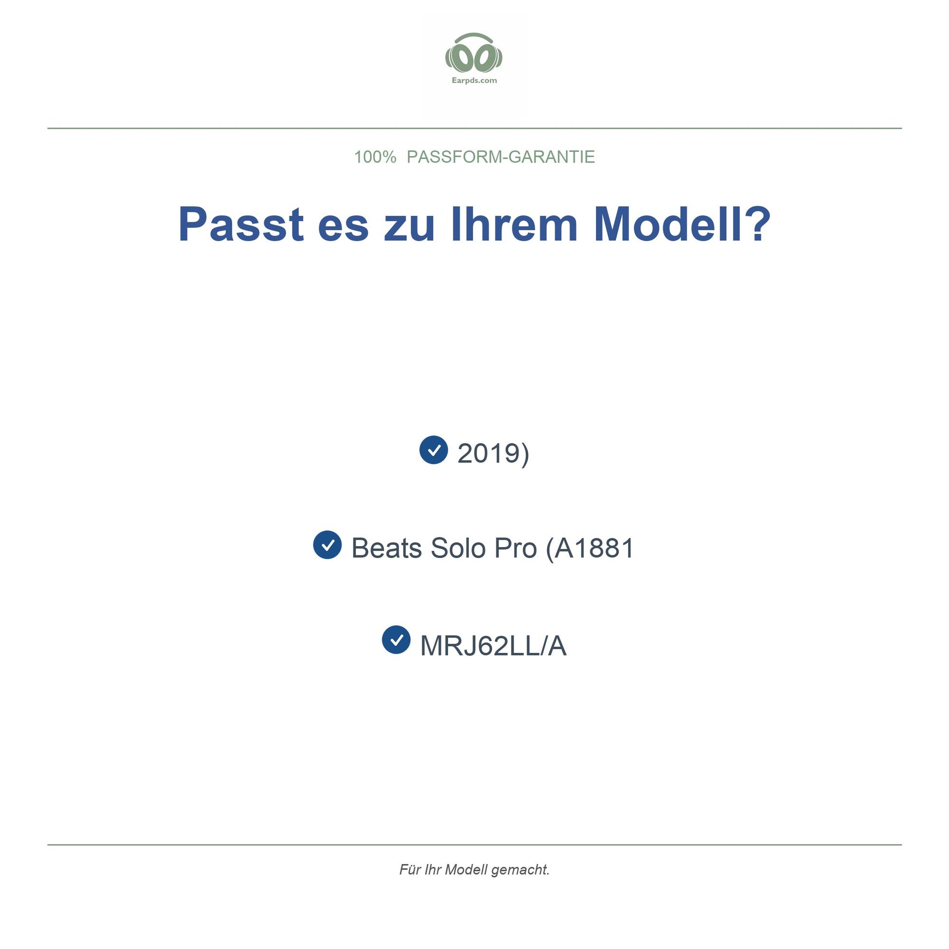 Ohrpolster für Beats Solo Pro – Passend für Beats Solo Pro (A1881, 2019)