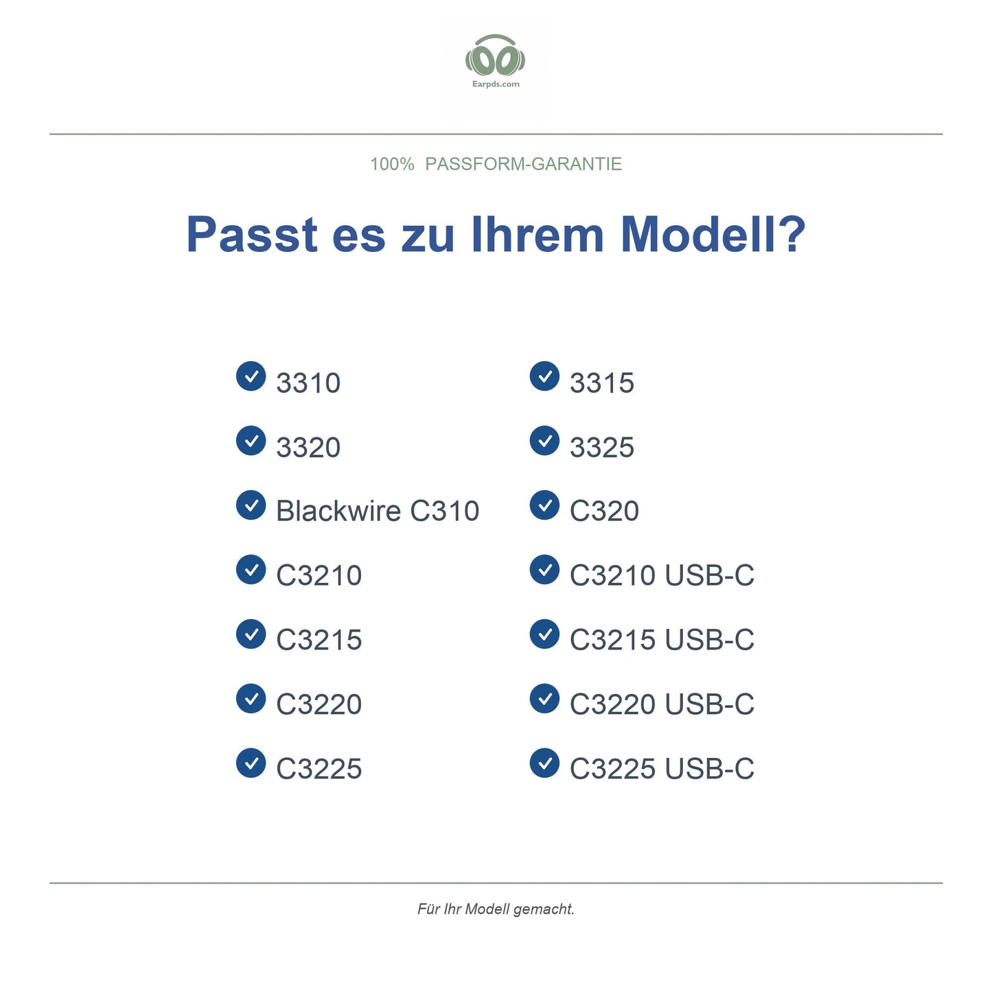 Oorkussens voor Poly Blackwire C3200 Serie – Geschikt voor C310, C320, C3220, 3320 en meer — Compatible models