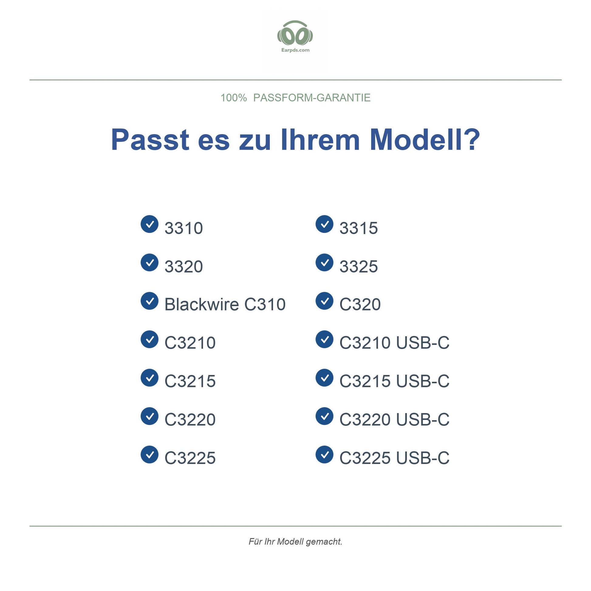 Ohrpolster für Poly Blackwire C3200 Serie – Passend für C310, C320, C3220, 3320 und mehr