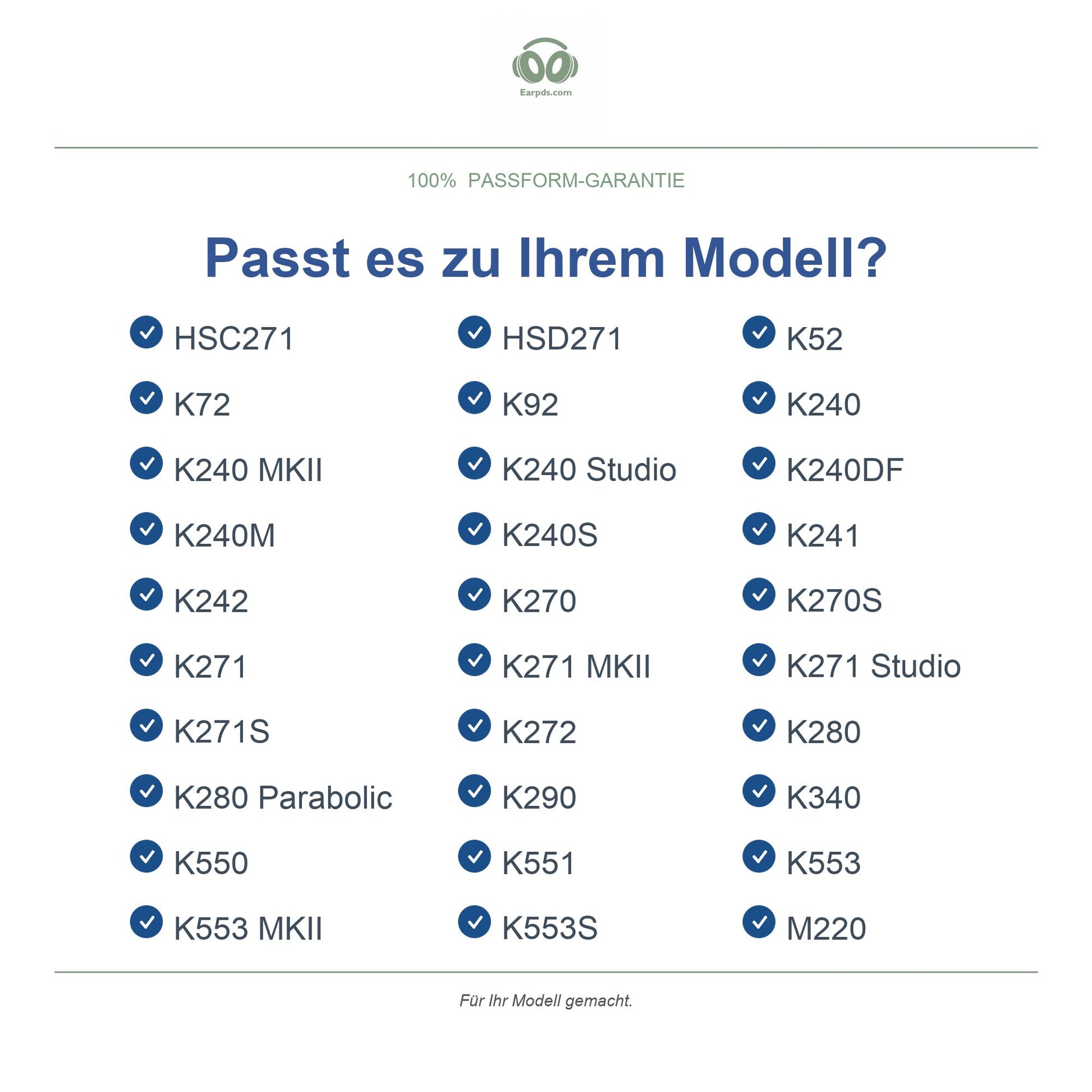 Ohrpolster für AKG K240 / K271 Serie – Passend für K240, K240S, K271, K271 MKII und weitere