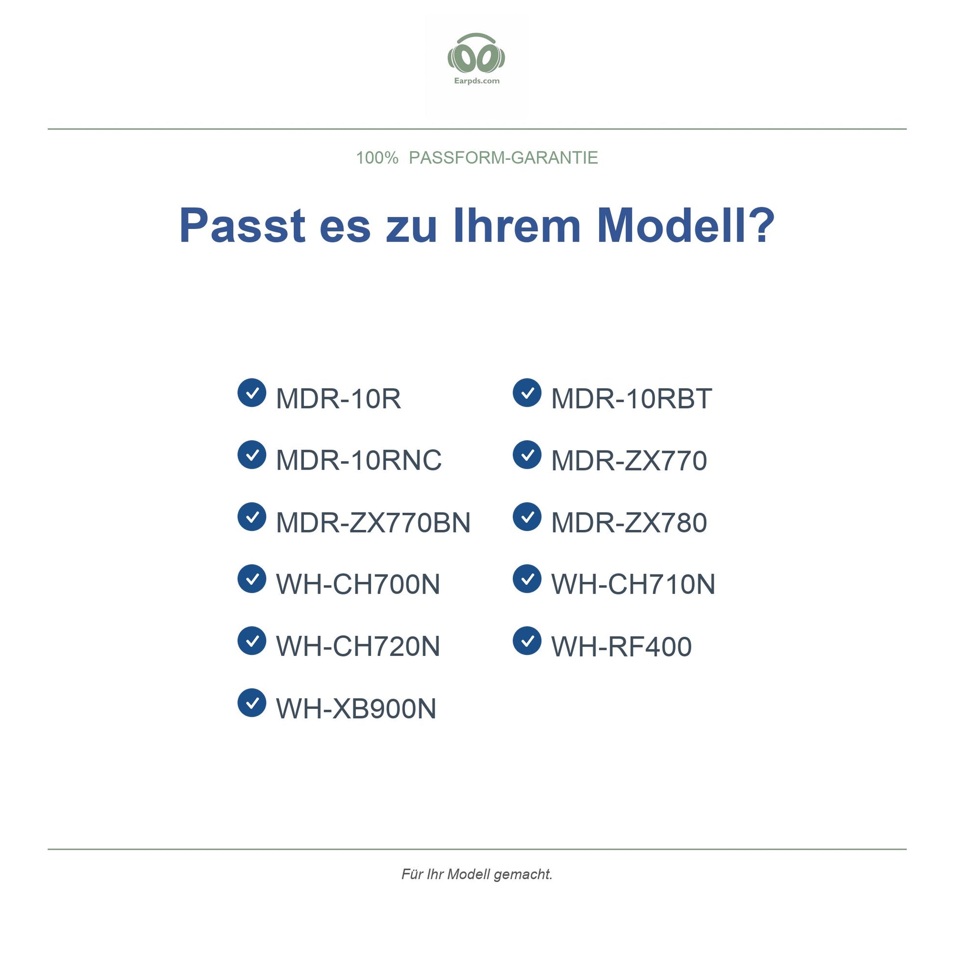Ohrpolster für Sony WH-CH / MDR-ZX Serie – Passend für WH-CH710N, WH-CH720N, MDR-ZX770, WH-XB900N und mehr