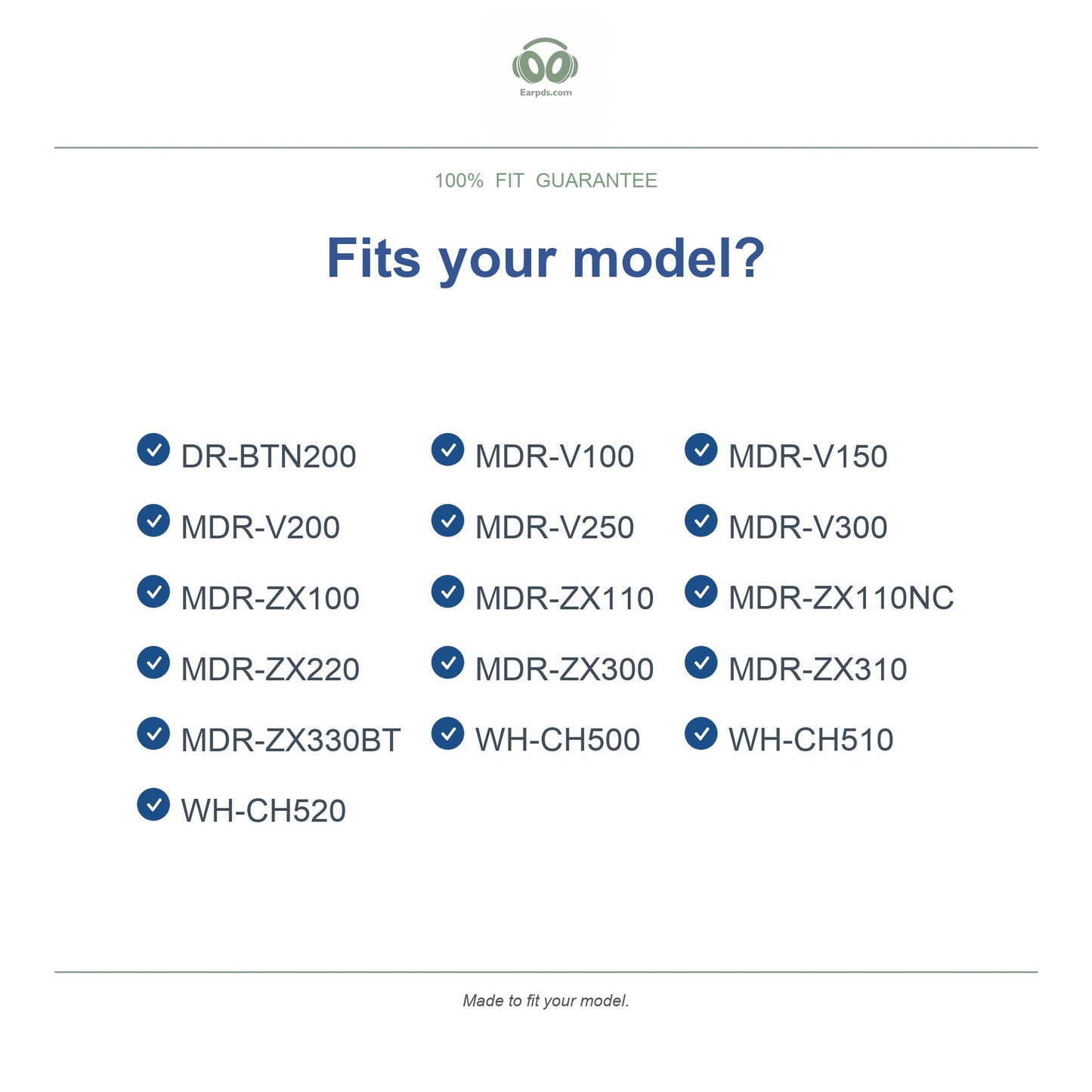 Oorkussens voor Sony MDR-ZX / WH-CH On-Ear – Geschikt voor MDR-ZX110, MDR-ZX310, WH-CH510, WH-CH520 en meer — Compatible models