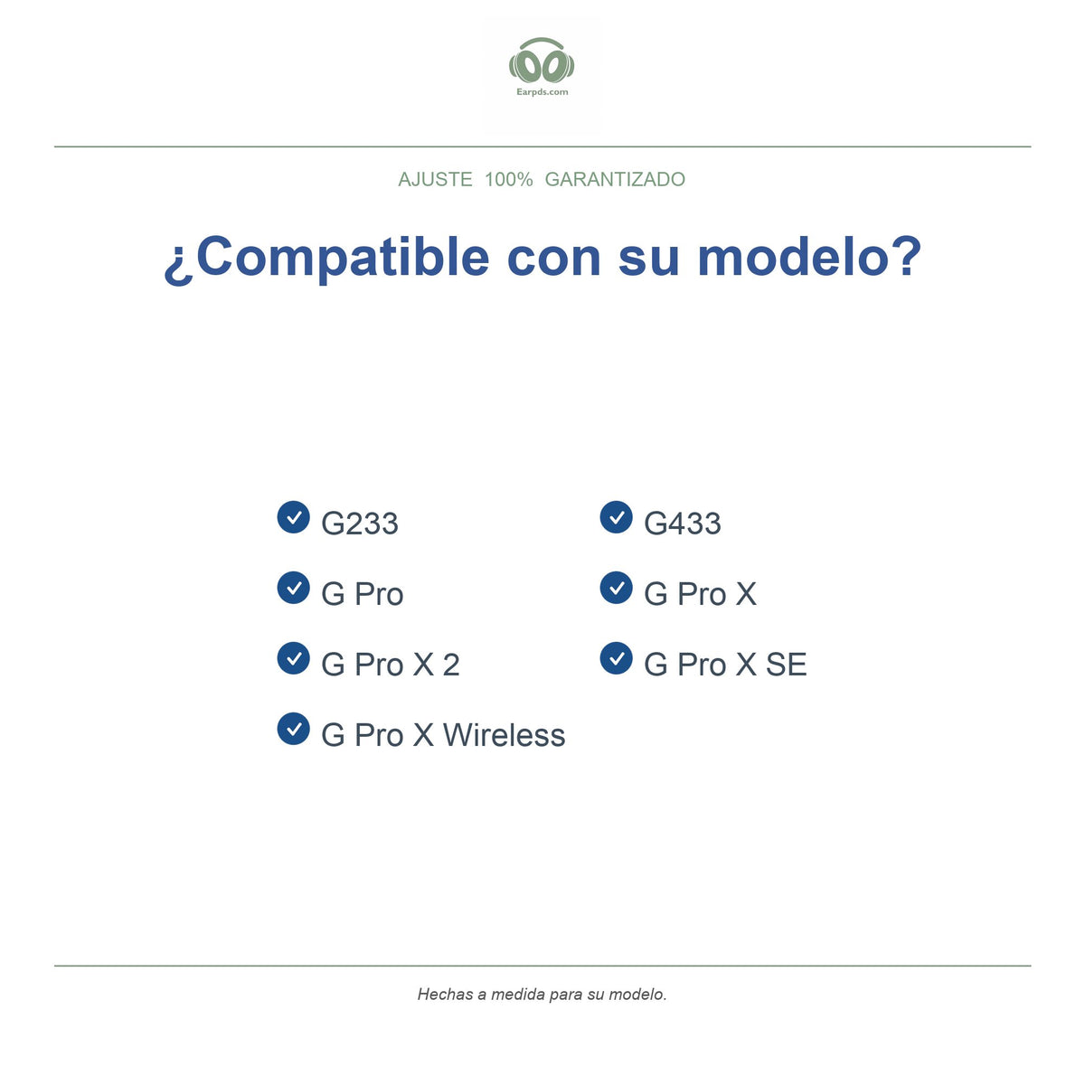 Almohadillas de repuesto para Logitech G Pro / G433 Series, modelos compatibles