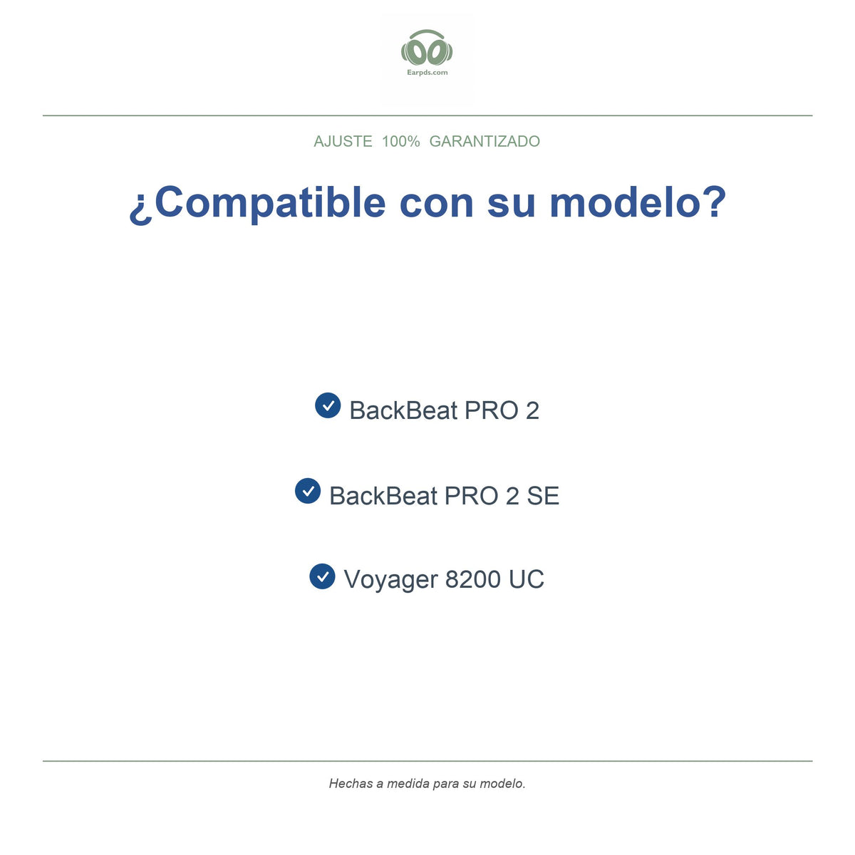 Almohadillas de repuesto para Poly Voyager 8200 / BackBeat PRO 2, modelos compatibles
