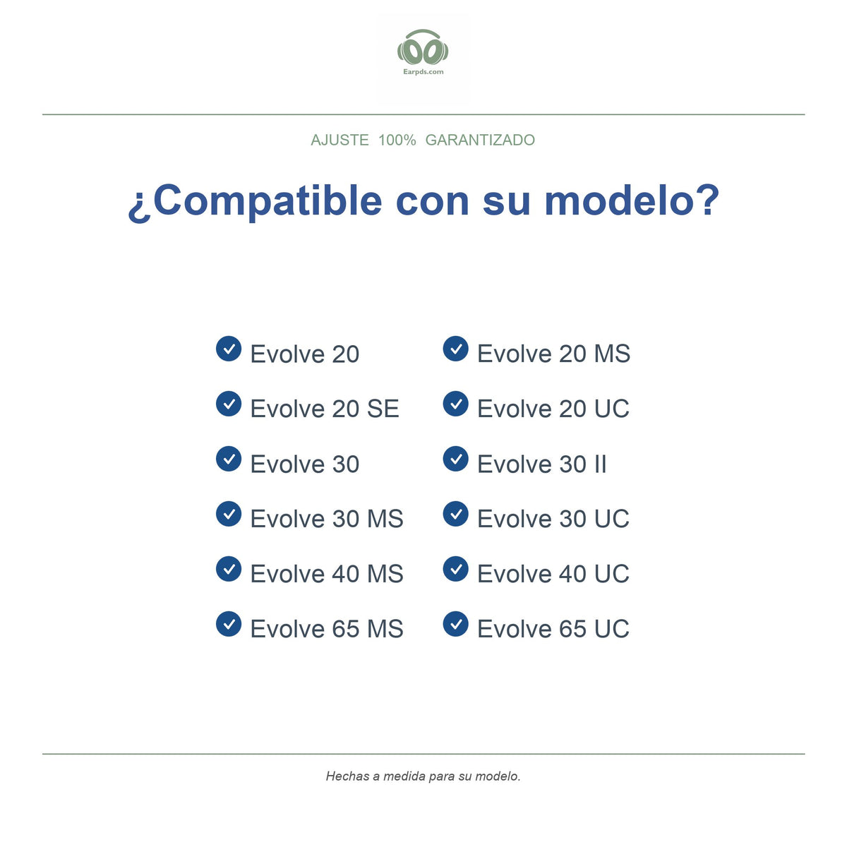 Almohadillas para Jabra Evolve 20/30/40/65 (1st gen), modelos compatibles