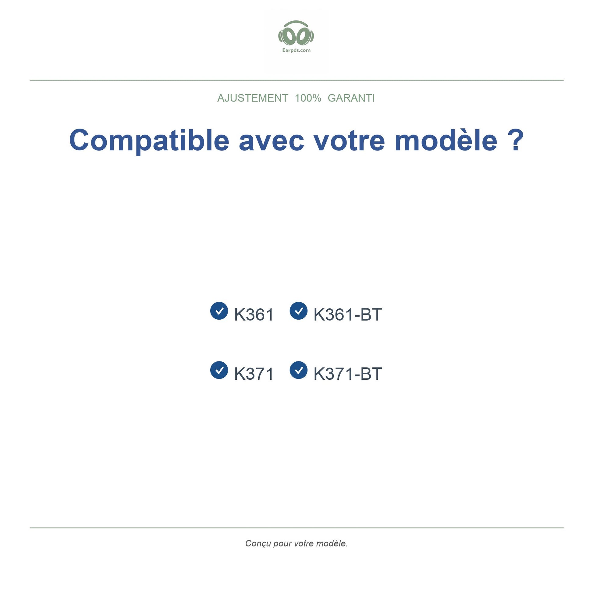 Coussinets pour AKG K361 / K371 Serie – Adaptes pour K361, K361-BT, K371, K371-BT