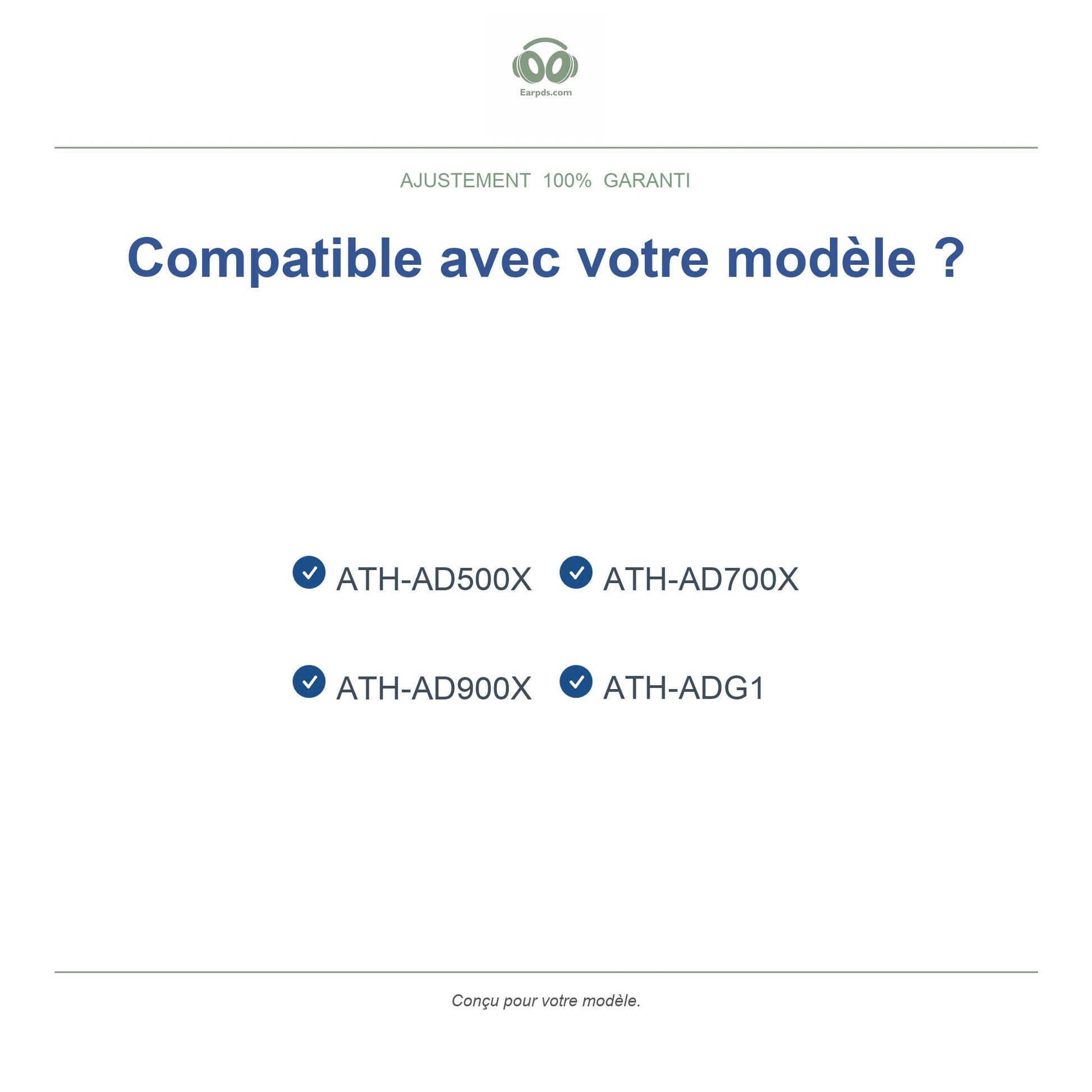 Coussinets pour Audio-Technica Série AD – Adaptés aux ATH-AD500X, AD700X, AD900X, ADG1