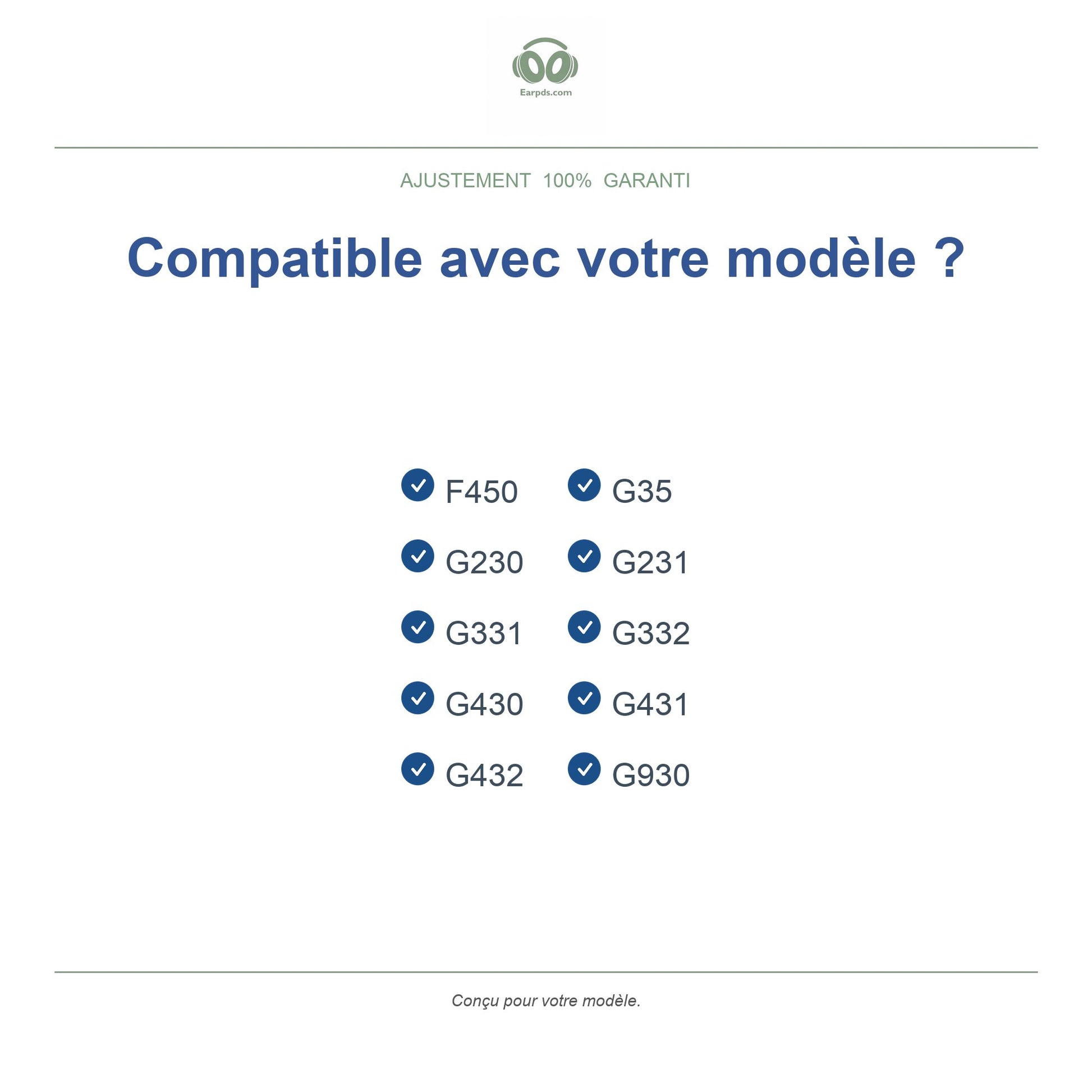 Coussinets pour Logitech G430 / G230 Série – Adaptés aux G430, G432, G230, G331, G930 et plus
