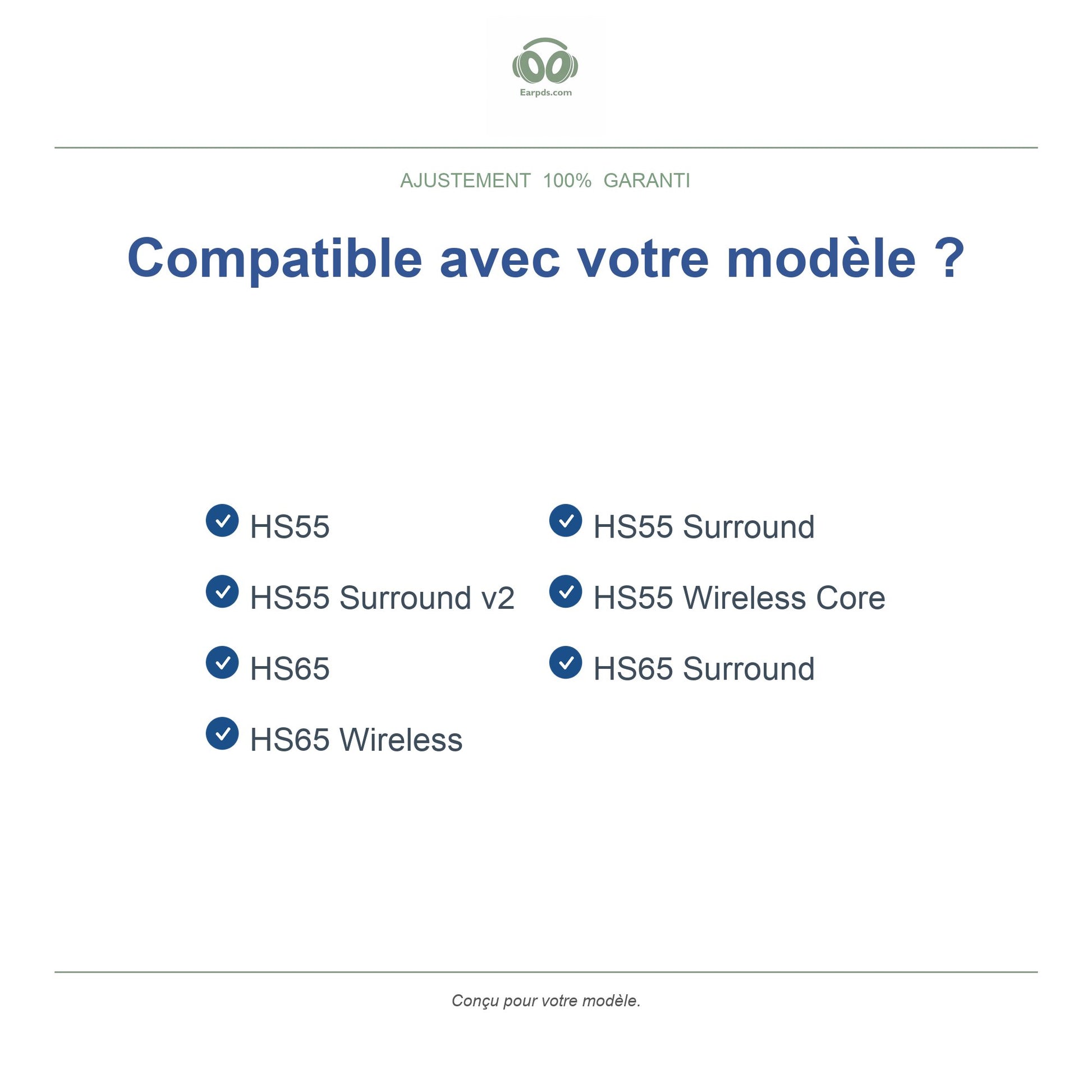 Coussinets pour Corsair série HS55 / HS65 – Adaptés aux HS55, HS55 Surround, HS65, HS65 Wireless et plus
