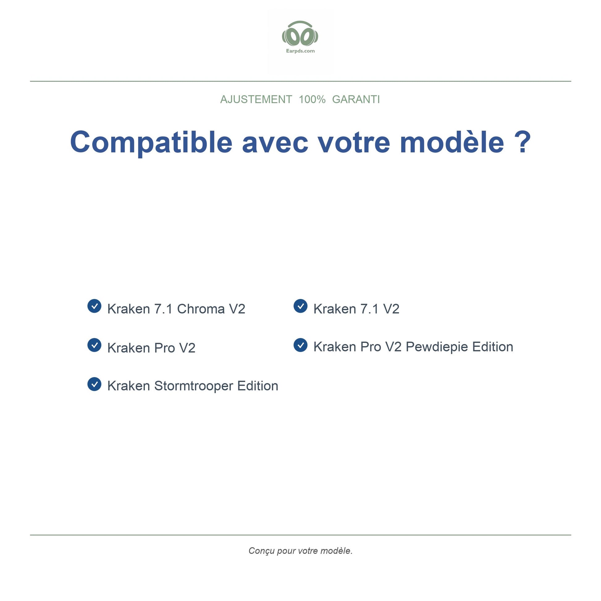 Coussinets pour la série Razer Kraken V2 – Adaptés aux Kraken Pro V2, Kraken 7.1 V2, Kraken 7.1 Chroma V2 et plus
