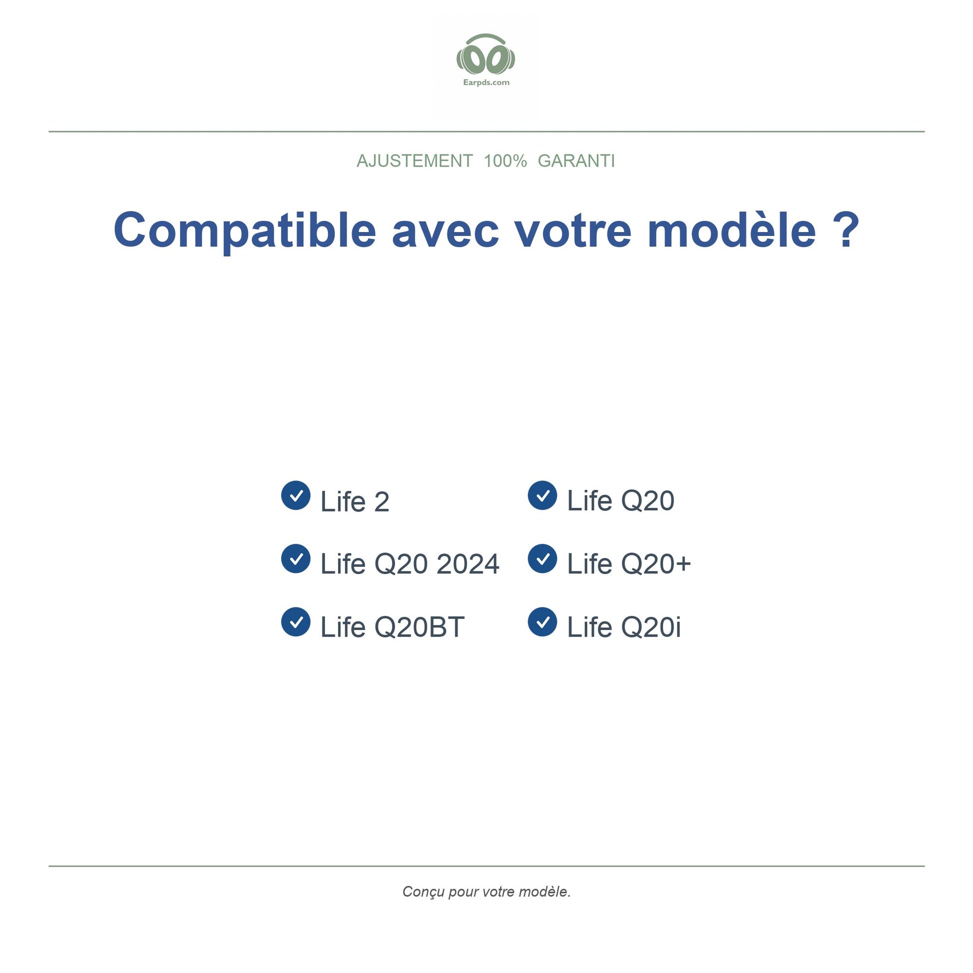 Coussinets pour Soundcore Life Q20 Série – Adaptés au Life Q20, Life Q20+, Life Q20i et plus