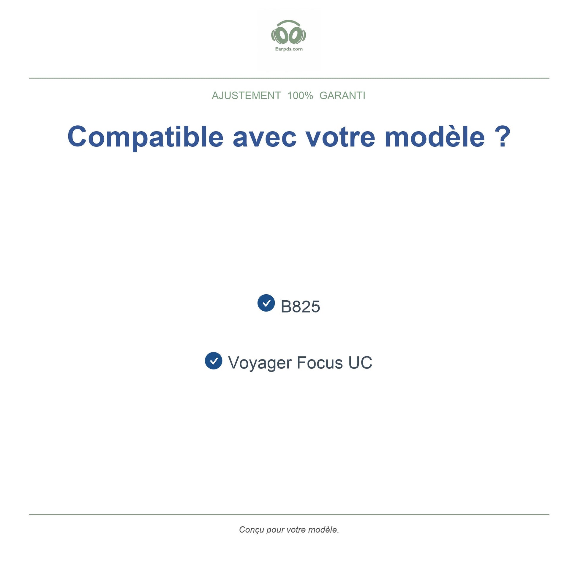 Coussinets pour Poly Voyager Focus UC – Adaptés aux Voyager Focus UC, B825