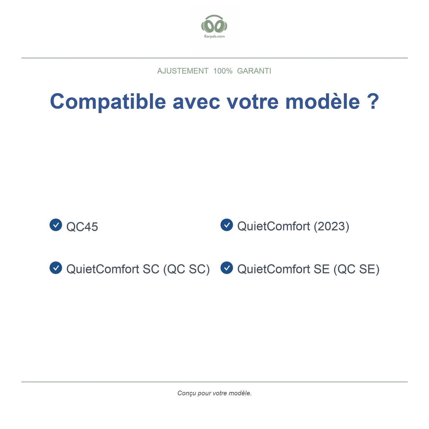 Oorkussens voor Bose QC45 Serie – Geschikt voor QC45, QC SE, QuietComfort 2023 en meer — Compatible models