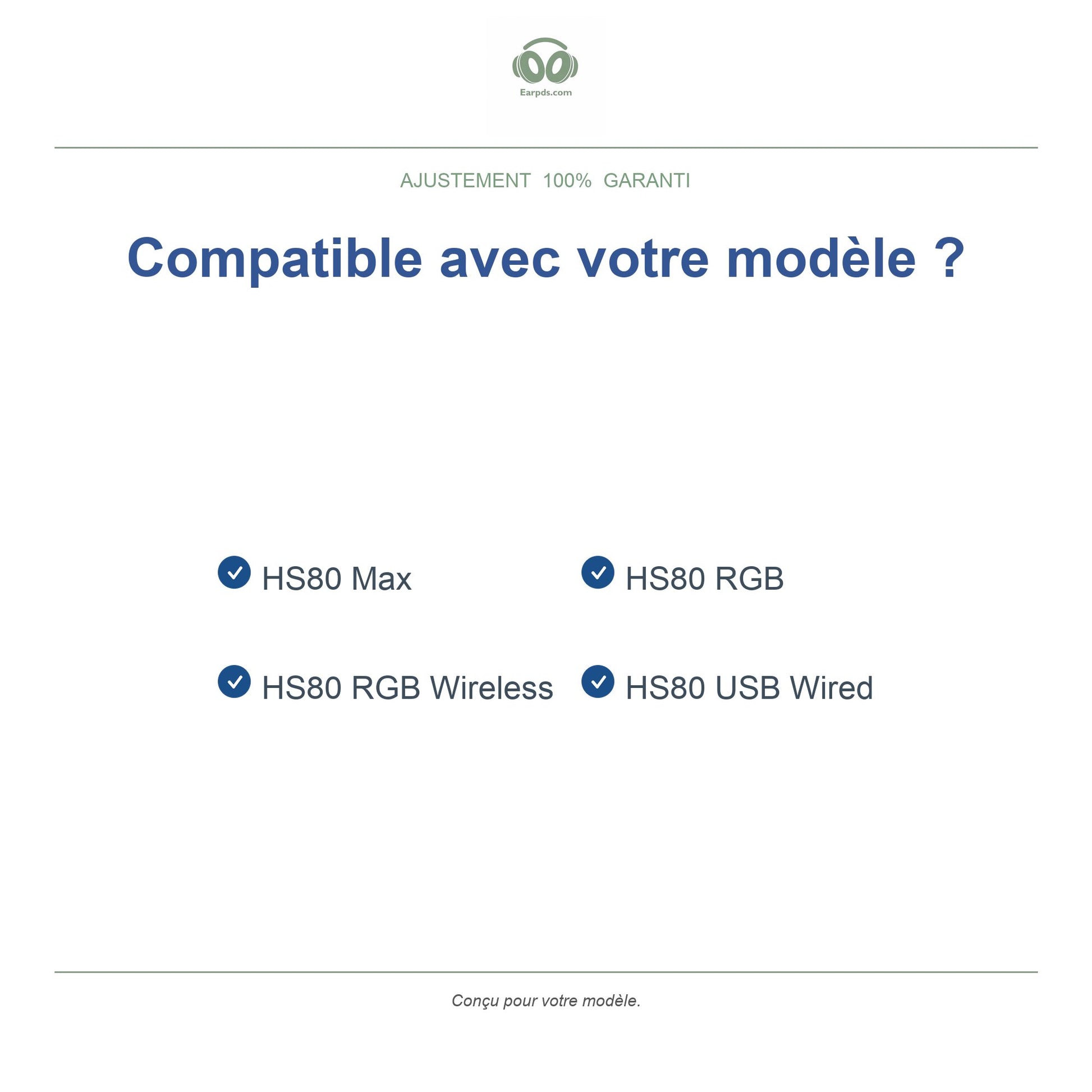 Coussinets pour Corsair série HS80 – Adaptés aux HS80 RGB, HS80 RGB Wireless, HS80 Max et plus