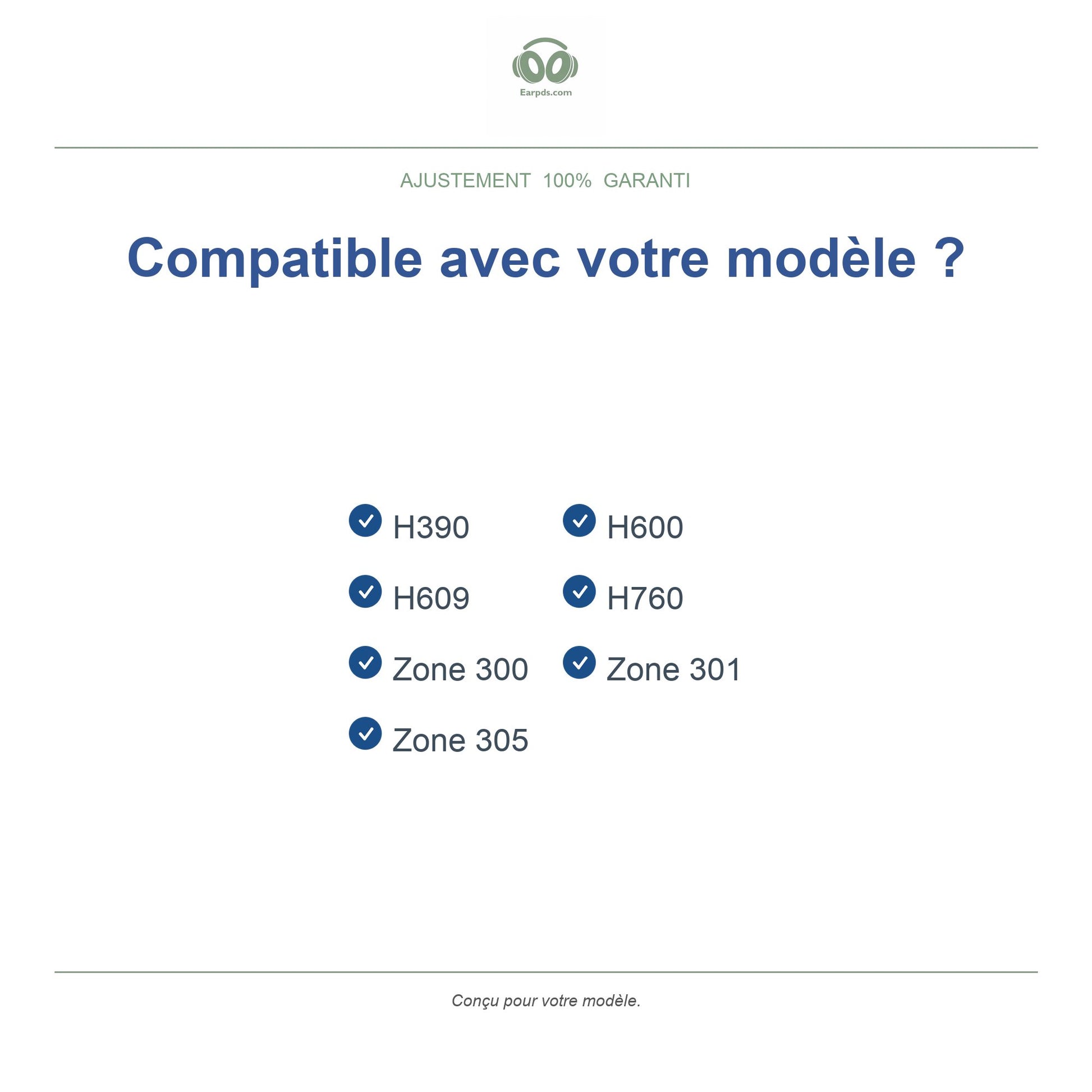 Coussinets pour Logitech H390 / Zone 300 – Adaptés aux H390, H600, H760, Zone 300, Zone 305 et plus