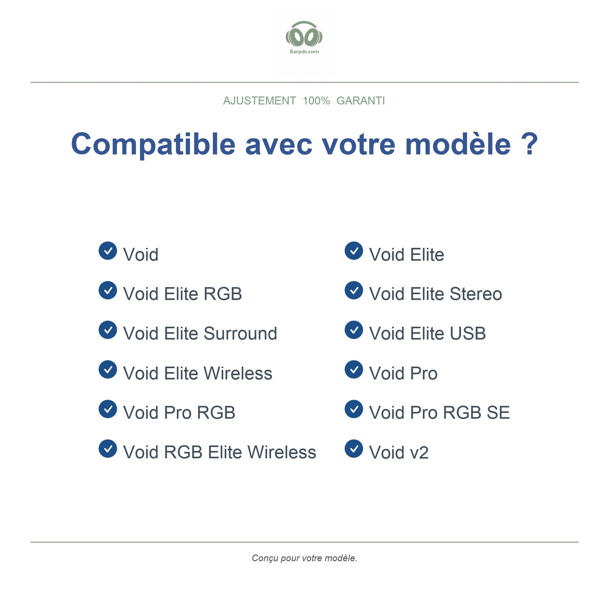 Coussinets pour Corsair série Void / Void Pro – Adaptés aux Void Pro, Void Pro RGB, Void Elite et plus